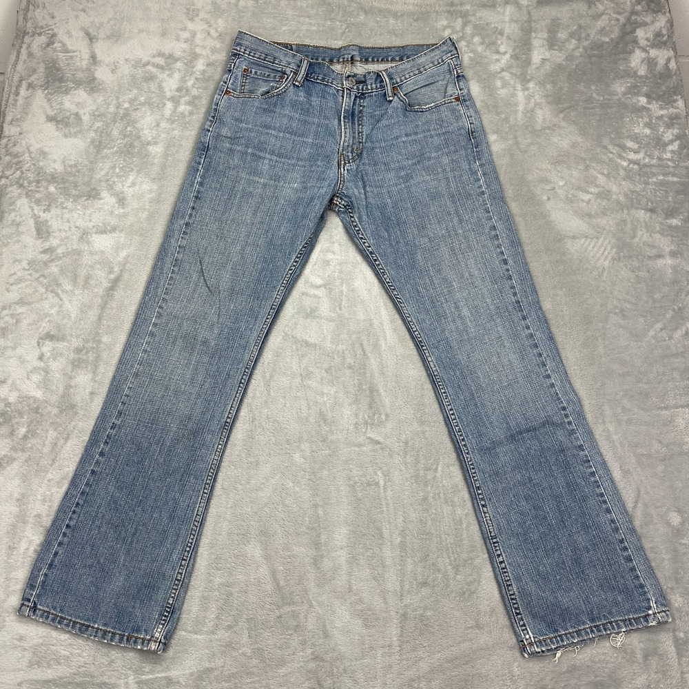 Levi's Jeans Mens 33x32 Blue Denim Medium Wash Comfy 527 Slim Bootcut Leg Grunge
